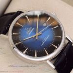 Perfect Replica Omega Seamaster CO-AXIAL 40mm Watch - Steel Case Black&Blue Face Black Leather 